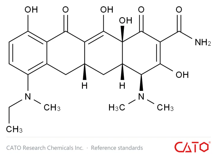 Chemical structure of 7-Ethyl Methyl Amino Minocycline, CAS 32598-29-1