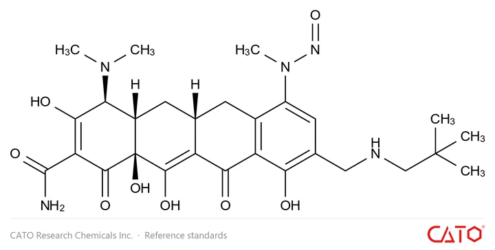 Chemical structure of N-Nitroso N-Desmethyl Omadacycline 1, CAS