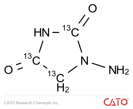 Chemical structure of 1-Amino Hydantoin-13C3, CAS 957509-31-8