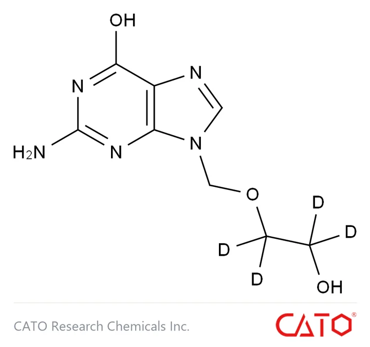 Chemical structure of Acyclovir-d4, CAS 1185179-33-2