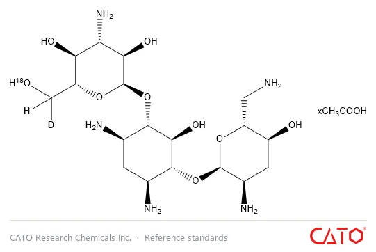 Chemical structure of Tobramycin-D, 18O Acetic Acid Salt, CAS