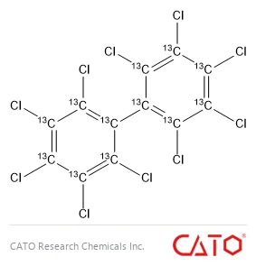 Chemical structure of PCB 209-13C12, CAS 105600-27-9