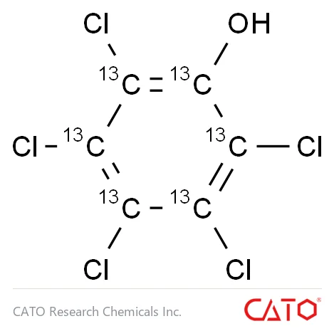 Chemical structure of Pentachlorophenol-13C6, CAS 85380-74-1