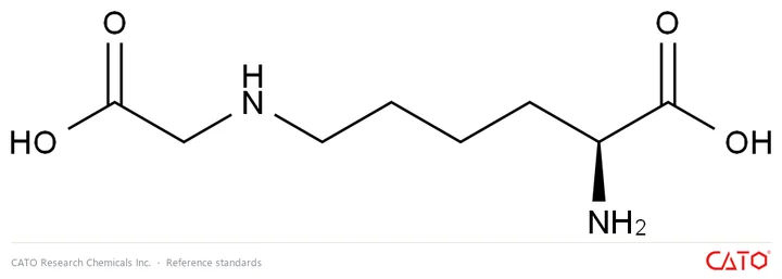 Chemical structure of Nε-(1-Carboxymethyl)-L-lysine, CAS 5746-04-3