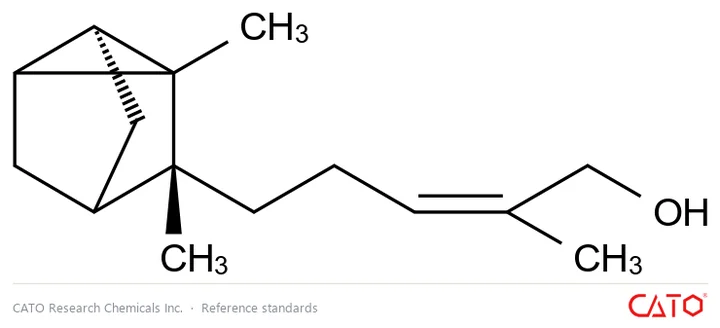 Chemical structure of (+)-α-Santalol, CAS 115-71-9